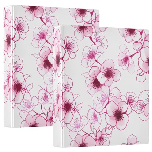 Blossom Flowers Pink 3-Ringbuch 3,8 cm, flexible D-Ringbücher mit Taschen, 3-Ringbücher für Schule, Uni, Büro (2 Stück) von RPLIFE