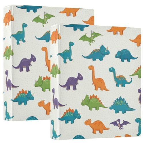 Bunte Cartoon-Dinosaurier-Drei-Ring-Ordner, flexibler D-Ringordner mit Taschen, 3-Ringbücher für Schule, Uni, Büro Bunte Cartoon-Dinosaurier-Drei-Ring-Ordner, flexibler D-Ringordner mit Taschen, 3-Ringbücher für Schule, Uni, Büro von RPLIFE