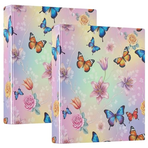 Bunte Schmetterlinge, 3-Ringbuch, 3,8 cm, flexible D-Ringbücher mit Taschen, 3-Ringbücher für Schule, Uni, Büro, 2 Stück Bunte Schmetterlinge, 3-Ringbuch, 3,8 cm, flexible D-Ringbücher mit Taschen, 3-Ringbücher für Schule, Uni, Büro, 2 Stück von RPLIFE