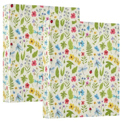 Bunte Wildblumen, Beige, 3-Ringbuch, D-Ringbuch mit Taschen, dekorative Ordner für Schule, Uni oder Büro, 2 Stück Bunte Wildblumen, Beige, 3-Ringbuch, D-Ringbuch mit Taschen, dekorative Ordner für Schule, Uni oder Büro, 2 Stück von RPLIFE