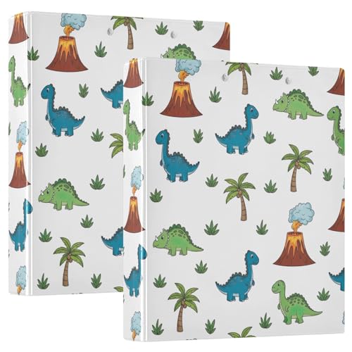 Bunte süße Dinosaurier, weiß, 3,8 cm, 3-Ringbuch, D-Ringbuch mit Taschen, dekorative Ordner für Schule, Uni oder Büro, 2 Stück Bunte süße Dinosaurier, weiß, 3,8 cm, 3-Ringbuch, D-Ringbuch mit Taschen, dekorative Ordner für Schule, Uni oder Büro, 2 Stück von RPLIFE