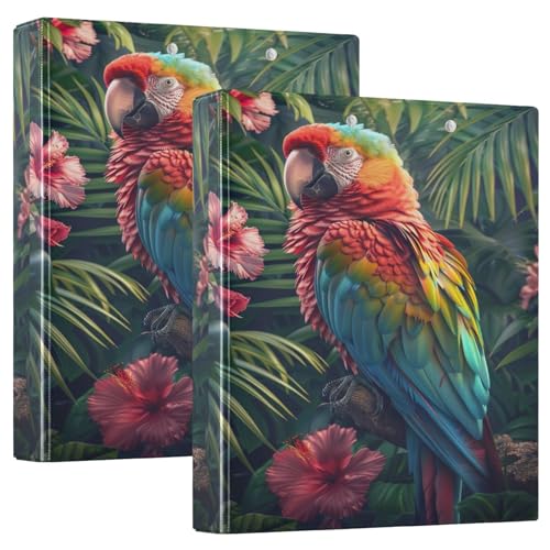 Bunter Papageien-Ordner mit tropischen Blumen, 3,8 cm, flexibler D-Ringordner mit Taschen, 3-Ringbücher für Schule, Uni, Büro, 2 Stück Bunter Papageien-Ordner mit tropischen Blumen, 3,8 cm, flexibler D-Ringordner mit Taschen, 3-Ringbücher für Schule, Uni, Büro, 2 Stück von RPLIFE