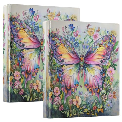 Bunter Schmetterlings-Garten, 3,8 cm, 3-Ring-Ordner, flexible D-Ringbücher mit Taschen, 3-Ringbücher für Schule, Uni, Büro Bunter Schmetterlings-Garten, 3,8 cm, 3-Ring-Ordner, flexible D-Ringbücher mit Taschen, 3-Ringbücher für Schule, Uni, Büro von RPLIFE