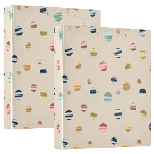 Bunter gepunkteter 3-Ringordner, flexible D-Ringbücher mit Taschen, 3-Ringbücher für Schule, Uni, Büro (2 Stück) von RPLIFE