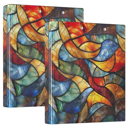 Buntglas-Drei-Ringbuch, flexibler D-Ringordner mit Taschen, 3-Ringbücher für Schule, Uni, Büro Buntglas-Drei-Ringbuch, flexibler D-Ringordner mit Taschen, 3-Ringbücher für Schule, Uni, Büro von RPLIFE
