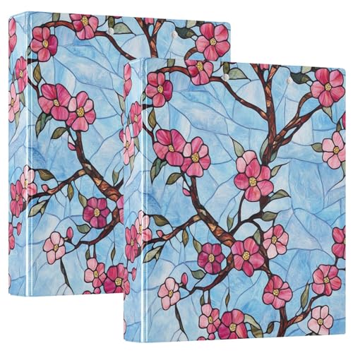 Buntglasblumen, 3,8 cm, 3-Ringbuch, flexibler D-Ringordner mit Taschen, 3-Ringbücher für Schule, Uni, Büro von RPLIFE