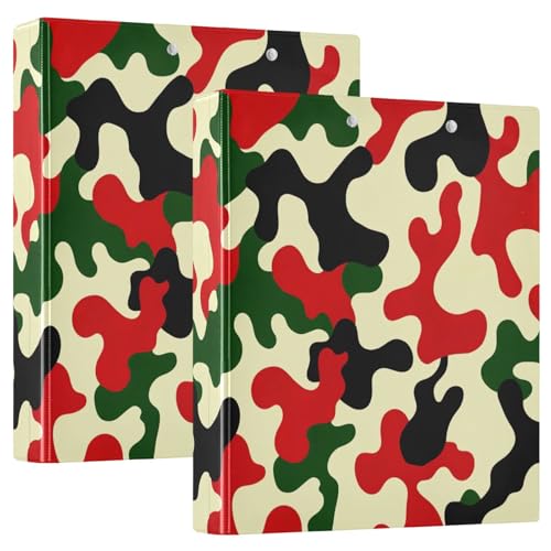 Camouflage 3-Ringbuch 1,5 Zoll, Flexibler D-Ringbuch mit Taschen, 3-Ringbücher für Schule, Uni, Büro von RPLIFE
