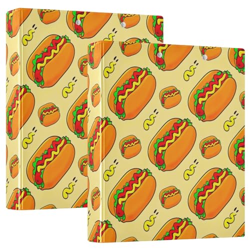 Cartoon Hot Dogs Drei-Ringbuch 3,8 cm, D-Ringbuch mit Taschen, dekorative Ordner für Schule, Uni oder Büro, 2 Stück Cartoon Hot Dogs Drei-Ringbuch 3,8 cm, D-Ringbuch mit Taschen, dekorative Ordner für Schule, Uni oder Büro, 2 Stück von RPLIFE