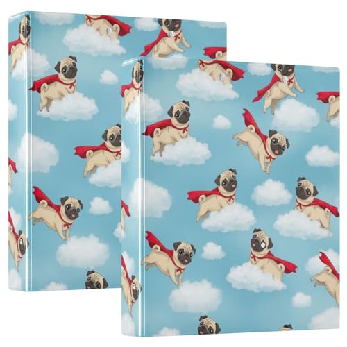 Cartoon Pugs Cloudy Blue Sky 3-Ringbuch, flexibler D-Ringordner mit Taschen, 3-Ringbücher für Schule, Uni, Büro Cartoon Pugs Cloudy Blue Sky 3-Ringbuch, flexibler D-Ringordner mit Taschen, 3-Ringbücher für Schule, Uni, Büro von RPLIFE