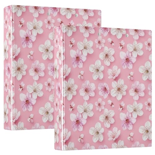 Cherry Blossom Flowers 3,8 cm 3-Ring-Ordner, flexible D-Ringbücher mit Taschen, 3-Ringbücher für Schule, Uni, Büro (2 Stück) von RPLIFE