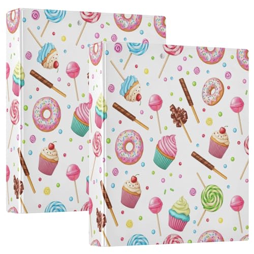 Colorful Cupcakes 3-Ringbuch, 3,8 cm, flexible D-Ringbücher mit Taschen, 3-Ringbücher für Schule, Uni, Büro, 2 Stück von RPLIFE