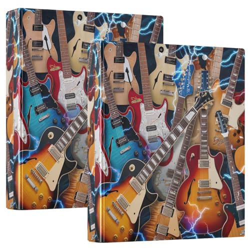 Colorful Guitars Drei-Ringbuch, flexibler D-Ringordner mit Taschen, 3-Ringbücher für Schule, Uni, Büro, 2 Stück Colorful Guitars Drei-Ringbuch, flexibler D-Ringordner mit Taschen, 3-Ringbücher für Schule, Uni, Büro, 2 Stück von RPLIFE