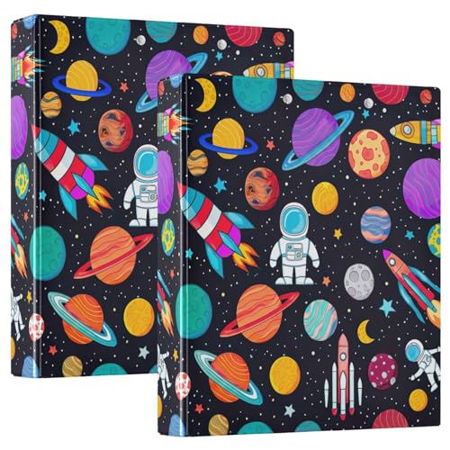 Colorful Planets Black 3 Ring Binder, Flexible D-Ringbuch mit Taschen, 3-Ringbücher für Schule, Uni, Büro, 3,8 cm, Schwarz, 2 Stück Colorful Planets Black 3 Ring Binder, Flexible D-Ringbuch mit Taschen, 3-Ringbücher für Schule, Uni, Büro, 3,8 cm, Schwarz, 2 Stück von RPLIFE