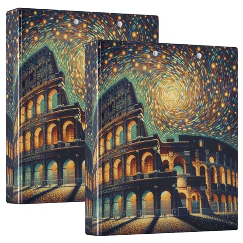 Colosseum Sternennacht, Drei-Ringbuch, flexibler D-Ringordner mit Taschen, 3-Ringbücher für Schule, Uni, Büro (2 Stück) von RPLIFE
