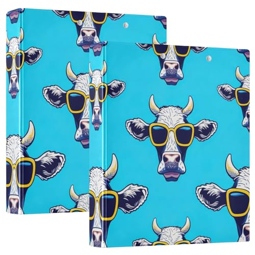Cool Cows Blue 3-Ringbuch, D-Ringbuch mit Taschen, dekorative Ordner für Schule, Uni oder Büro, 3,8 cm, 2 Stück von RPLIFE
