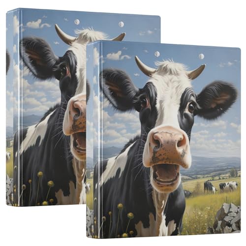 Curious Cow Portrait Drei-Ringbuch 1,5 Zoll, flexibler D-Ringordner mit Taschen, 3-Ringbücher für Schule, Uni, Büro von RPLIFE
