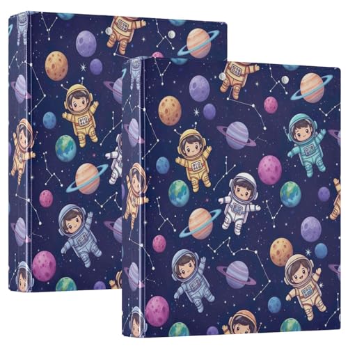 Cute Astronauts Space 3-Ringbuch, D-Ringbuch mit Taschen, dekorative Ordner für Schule, Uni oder Büro (2 Stück) von RPLIFE