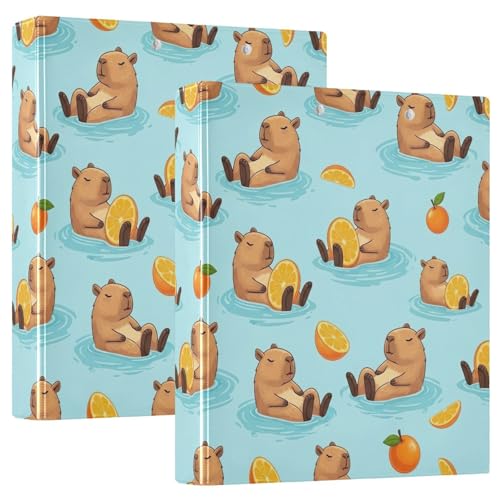 Cute Capybaras Oranges 3-Ringbuch 1,5 Zoll, flexibler D-Ringordner mit Taschen, 3-Ringbücher für Schule, Uni, Büro Cute Capybaras Oranges 3-Ringbuch 1,5 Zoll, flexibler D-Ringordner mit Taschen, 3-Ringbücher für Schule, Uni, Büro von RPLIFE