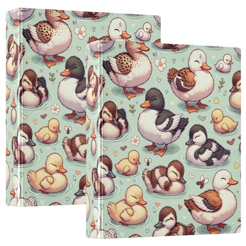 Cute Ducks 3,8 cm 3-Ringbuch, flexibler D-Ringordner mit Taschen, 3-Ringbücher für Schule, Uni, Büro von RPLIFE