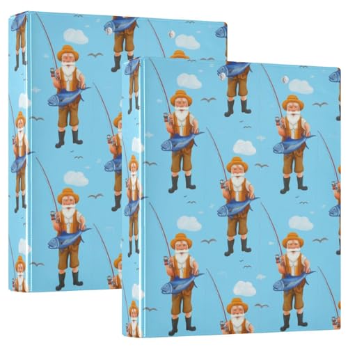 Cute Fisherman Drei-Ringbuch, D-Ringbuch mit Taschen, dekorative Ordner für Schule, Uni oder Büro, Himmelblau, 2 Stück von RPLIFE