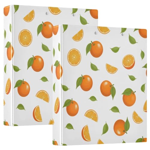 Cute Oranges 3-Ringbuch, flexible D-Ringbücher mit Taschen, 3-Ringbücher für Schule, Uni, Büro (2 Stück) von RPLIFE