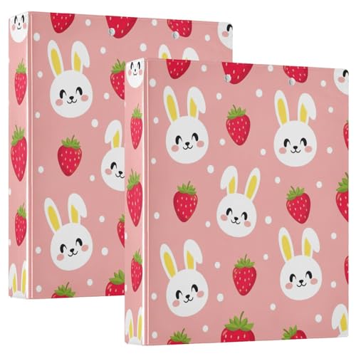 Cute Rabbits Strawberries Drei-Ringbuch, flexible D-Ringbücher mit Taschen, 3-Ringbücher für Schule, Uni, Büro Cute Rabbits Strawberries Drei-Ringbuch, flexible D-Ringbücher mit Taschen, 3-Ringbücher für Schule, Uni, Büro von RPLIFE