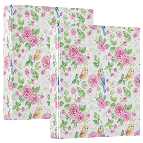 D-Ringbuch mit 3 Ringen, Aquarell-Rosen, D-Ringbuch mit Klemmbrett, große 3-Ringbücher für Schule, Uni, Büro, 2 Stück von RPLIFE