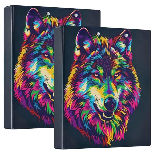 D-Ringbuch mit 3 Ringen, Aquarell-Wolfkopf-Druck, D-Ringbuch mit Klemmbrett, große 3 Ordner für Schule, Uni, Büro D-Ringbuch mit 3 Ringen, Aquarell-Wolfkopf-Druck, D-Ringbuch mit Klemmbrett, große 3 Ordner für Schule, Uni, Büro von RPLIFE