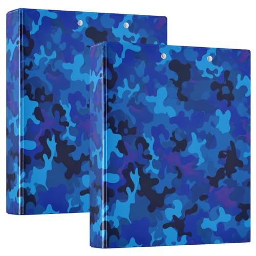 D-Ringbuch mit 3 Ringen, Blau, Camouflage, mit Klemmbrett, große 3-Ringbücher für Schule, Uni, Büro, 2 Stück von RPLIFE