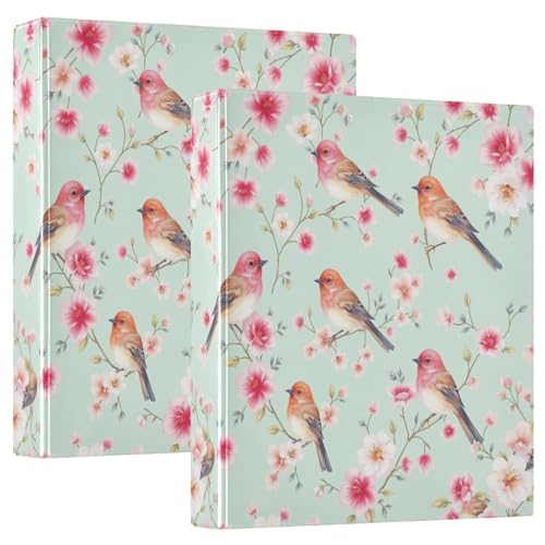 D-Ringbuch mit 3 Ringen, Vögel, Aquarell-D-Ringbücher mit Klemmbrett, große 3-Ringbücher für Schule, Uni, Büro, 2 Stück von RPLIFE
