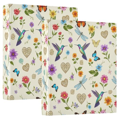 D-Ringbuch mit 3 Ringen, bunte Vintage-Blumen, D-Ringbücher mit Klemmbrett, große 3-Ringbücher für Schule, Uni, Büro, 2 Stück D-Ringbuch mit 3 Ringen, bunte Vintage-Blumen, D-Ringbücher mit Klemmbrett, große 3-Ringbücher für Schule, Uni, Büro, 2 Stück von RPLIFE