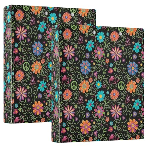 D-Ringbuch mit 3 Ringen, buntes Blumenmuster, mit Klemmbrett, große 3 Ordner für Schule, Uni, Büro D-Ringbuch mit 3 Ringen, buntes Blumenmuster, mit Klemmbrett, große 3 Ordner für Schule, Uni, Büro von RPLIFE