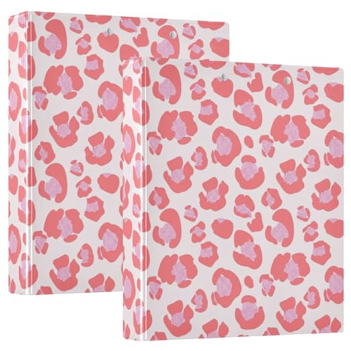 D-Ringbuch mit 3 Ringen, korallenrosa, Leopardenmuster, D-Ringbuch mit Klemmbrett, große 3-Ringbücher für Schule, Uni, Büro, 2 Stück D-Ringbuch mit 3 Ringen, korallenrosa, Leopardenmuster, D-Ringbuch mit Klemmbrett, große 3-Ringbücher für Schule, Uni, Büro, 2 Stück von RPLIFE