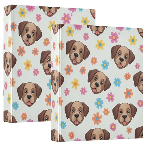 D-Ringbuch mit 3 Ringen, niedlicher brauner Hund, buntes Blumenmuster, mit Klemmbrett, große 3-Ringbücher für Schule, Uni, Büro, 2 Stück D-Ringbuch mit 3 Ringen, niedlicher brauner Hund, buntes Blumenmuster, mit Klemmbrett, große 3-Ringbücher für Schule, Uni, Büro, 2 Stück von RPLIFE