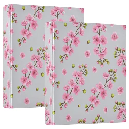D-Ringbuch mit 3 Ringen, rosa Blumen, Grau, D-Ringbücher mit Klemmbrett, große 3-Ringbücher für Schule, Uni, Büro, 2 Stück D-Ringbuch mit 3 Ringen, rosa Blumen, Grau, D-Ringbücher mit Klemmbrett, große 3-Ringbücher für Schule, Uni, Büro, 2 Stück von RPLIFE