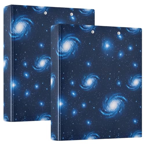 D-Ringbuch mit 3 Ringen, tiefe Weltraum, Galaxie, blaue Sterne, D-Ringbücher mit Klemmbrett, große 3-Ringbücher für Schule, Uni, Büro, 2 Stück von RPLIFE