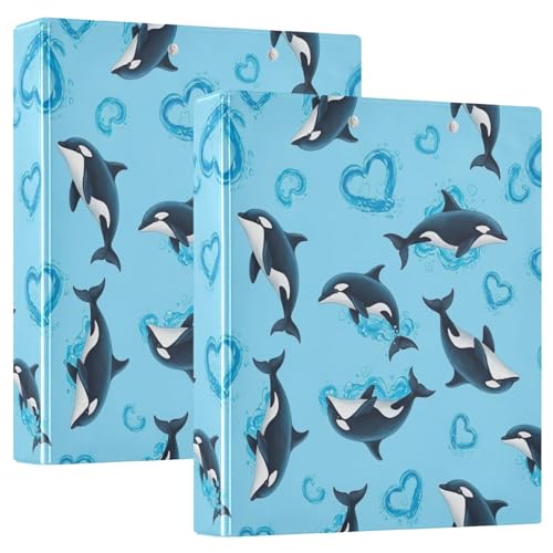 Delphins Hellblau Drei-Ringbuch, D-Ringbuch mit Klemmbrett, große 3 Ordner für Schule, Uni, Büro (2 Stück) von RPLIFE