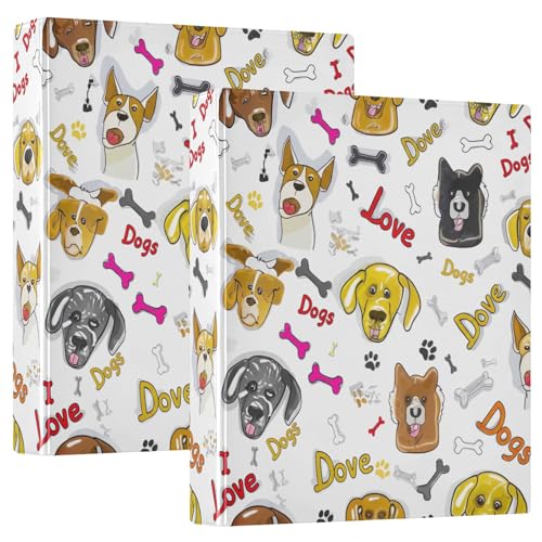 Dogs Playful Drei-Ringbuch, flexibler D-Ringordner mit Taschen, 3-Ringbücher für Schule, Uni, Büro (2 Stück) von RPLIFE