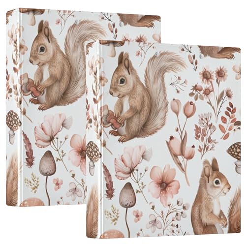 Drei-Ringbuch, 3,8 cm, Blumen-Eichhörnchen-D-Ringbuch mit Klemmbrett, große 3 Ordner für Schule, Uni, Büro von RPLIFE