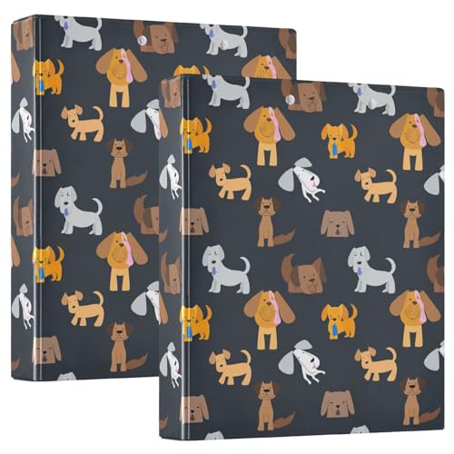 Drei-Ringbuch, 3,8 cm, Cartoon-Stil, Hunde, schwarz, D-Ringbuch mit Klemmbrett, 3 große Ordner für Schule, Uni, Büro von RPLIFE
