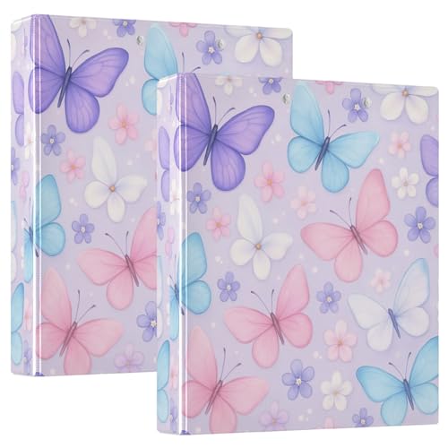 Drei-Ringbuch, 3,8 cm, Schmetterlinge, Blumen, Pastellviolett, D-Ringbuch mit Klemmbrett, 3 Ordner, für Schule, Uni, Büro Drei-Ringbuch, 3,8 cm, Schmetterlinge, Blumen, Pastellviolett, D-Ringbuch mit Klemmbrett, 3 Ordner, für Schule, Uni, Büro von RPLIFE