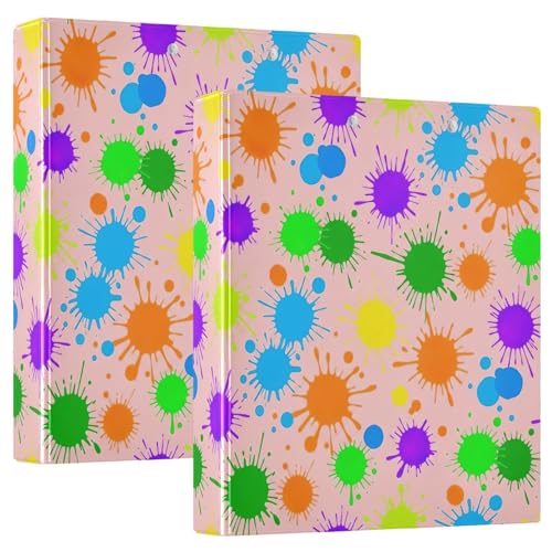 Drei-Ringbuch, 3,8 cm, bunte Farbspritzer, D-Ringbuch mit Klemmbrett, 3 große Ordner für Schule, Uni, Büro von RPLIFE