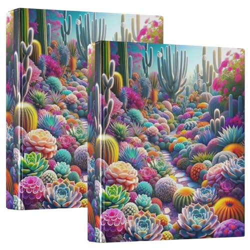 Drei-Ringbuch, 3,8 cm, bunte Sukkulenten, Garten, D-Ringbuch mit Klemmbrett, 3 große Ordner für Schule, Uni, Büro von RPLIFE