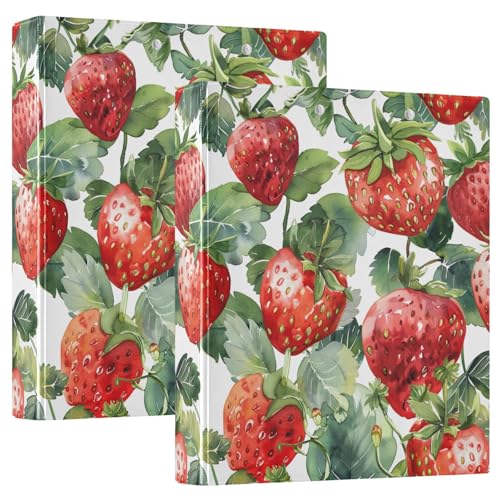 Drei-Ringbuch, 3,8 cm, rote Erdbeeren, grüne Blätter, D-Ringbuch mit Klemmbrett, 3 große Ordner für Schule, Uni, Büro Drei-Ringbuch, 3,8 cm, rote Erdbeeren, grüne Blätter, D-Ringbuch mit Klemmbrett, 3 große Ordner für Schule, Uni, Büro von RPLIFE