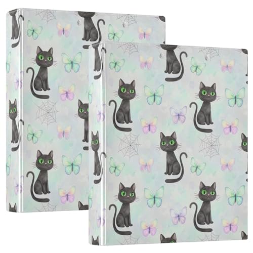 Drei-Ringbuch, 3,8 cm, schwarze Katzen, grüne Augen, D-Ringbuch mit Klemmbrett, 3 große Ordner für Schule, Uni, Büro Drei-Ringbuch, 3,8 cm, schwarze Katzen, grüne Augen, D-Ringbuch mit Klemmbrett, 3 große Ordner für Schule, Uni, Büro von RPLIFE