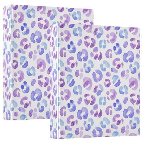 Drei-Ringbuch, Aquarell-Leopardenmuster, violett, D-Ringbücher mit Taschen, dekorative Ordner für Schule, Uni oder Büro, 2 Stück Drei-Ringbuch, Aquarell-Leopardenmuster, violett, D-Ringbücher mit Taschen, dekorative Ordner für Schule, Uni oder Büro, 2 Stück von RPLIFE