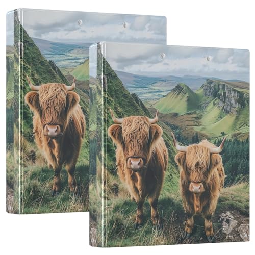 Drei-Ringbuch, Highland Cows D-Ringbuch mit Klemmbrett, groß, 3 Ordner für Schule, Uni, Büro von RPLIFE
