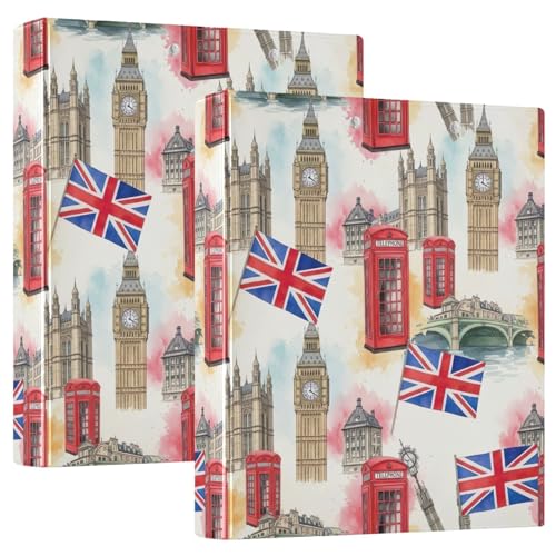 Drei-Ringbuch, London-Icons, Vintage-D-Ringbuch mit Klemmbrett, große 3 Ordner für Schule, Uni, Büro Drei-Ringbuch, London-Icons, Vintage-D-Ringbuch mit Klemmbrett, große 3 Ordner für Schule, Uni, Büro von RPLIFE