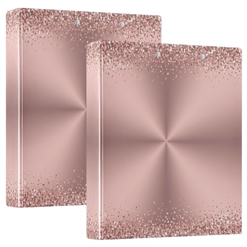 Drei-Ringbuch in Roségold, metallischer Stil, 3,8 cm, flexibler D-Ringordner mit Taschen, 3-Ringbücher für Schule, Uni, Büro, 2 Stück von RPLIFE