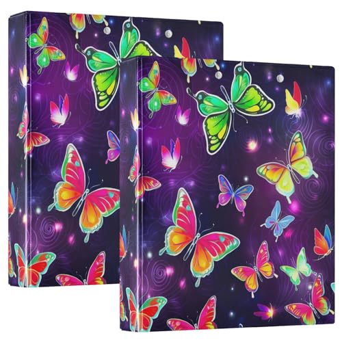 Drei-Ringbuch mit 3 Ringen, bunte Schmetterlinge, violetter Farbverlauf, D-Ringbuch mit Klemmbrett, 3 große Ordner für Schule, Uni, Büro Drei-Ringbuch mit 3 Ringen, bunte Schmetterlinge, violetter Farbverlauf, D-Ringbuch mit Klemmbrett, 3 große Ordner für Schule, Uni, Büro von RPLIFE